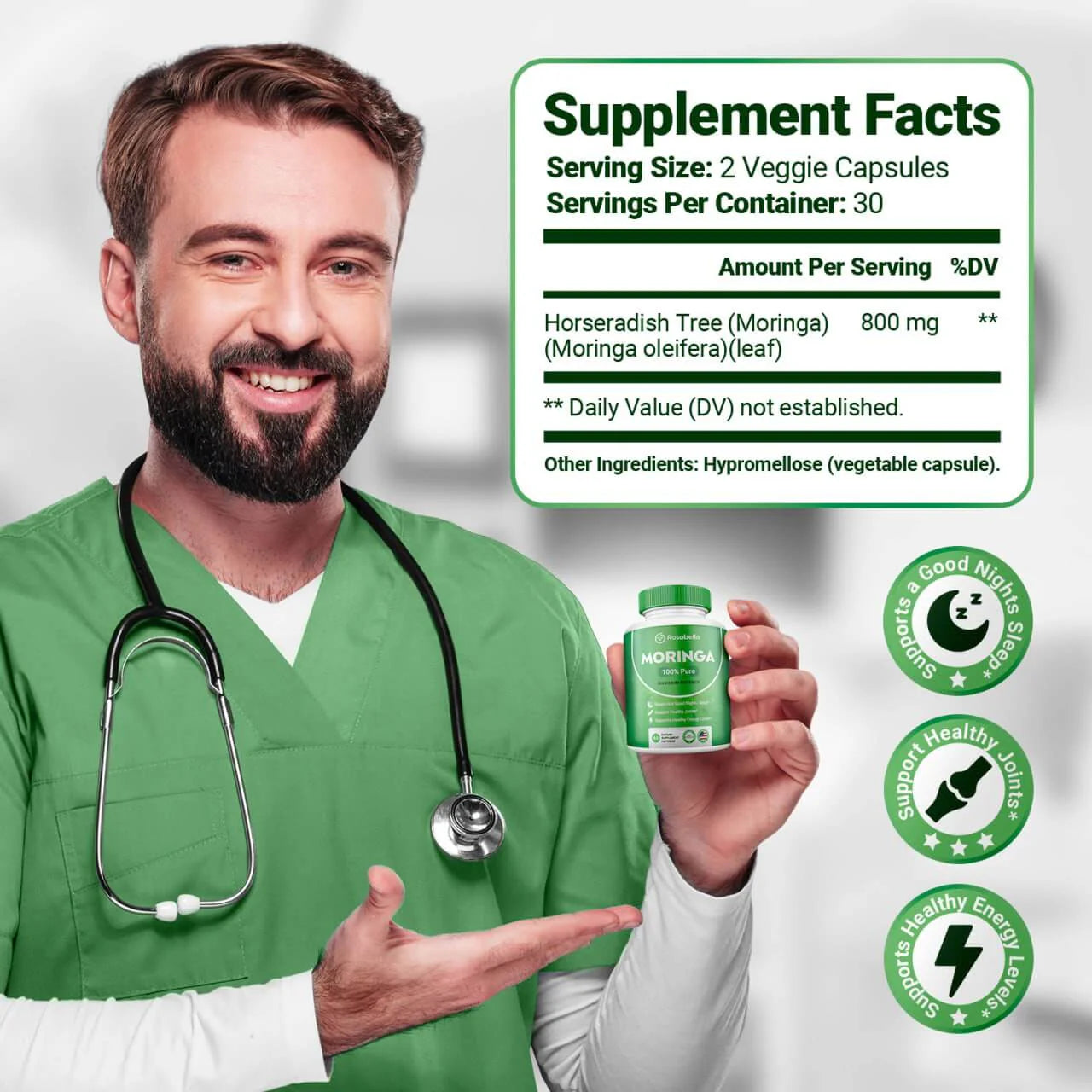 Ancient Roots Co. 100% Pure Moringa Capsules